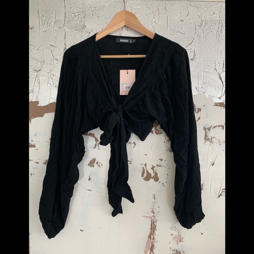 Long sleeve crop wrap top